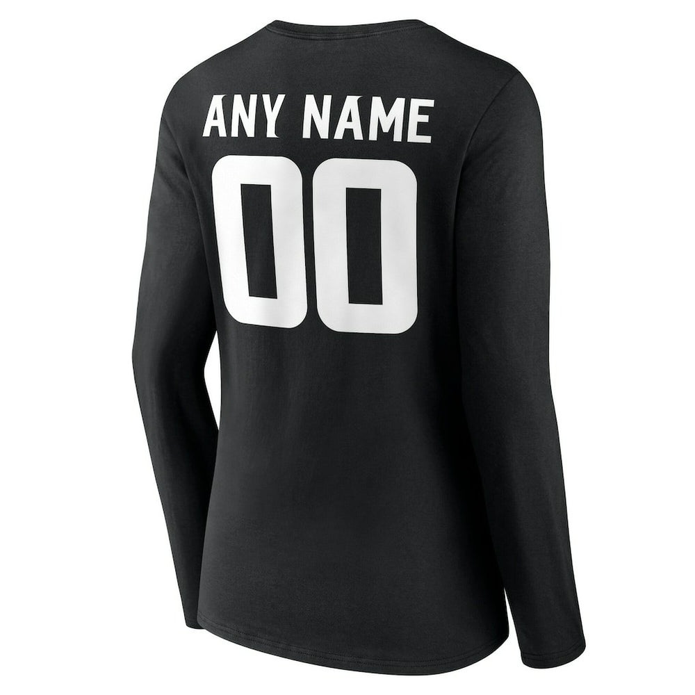 Minnesota Vikings Women's Team Authentic Personalized Name & Number Long Sleeve V-Neck T-Shirt - Black for sale