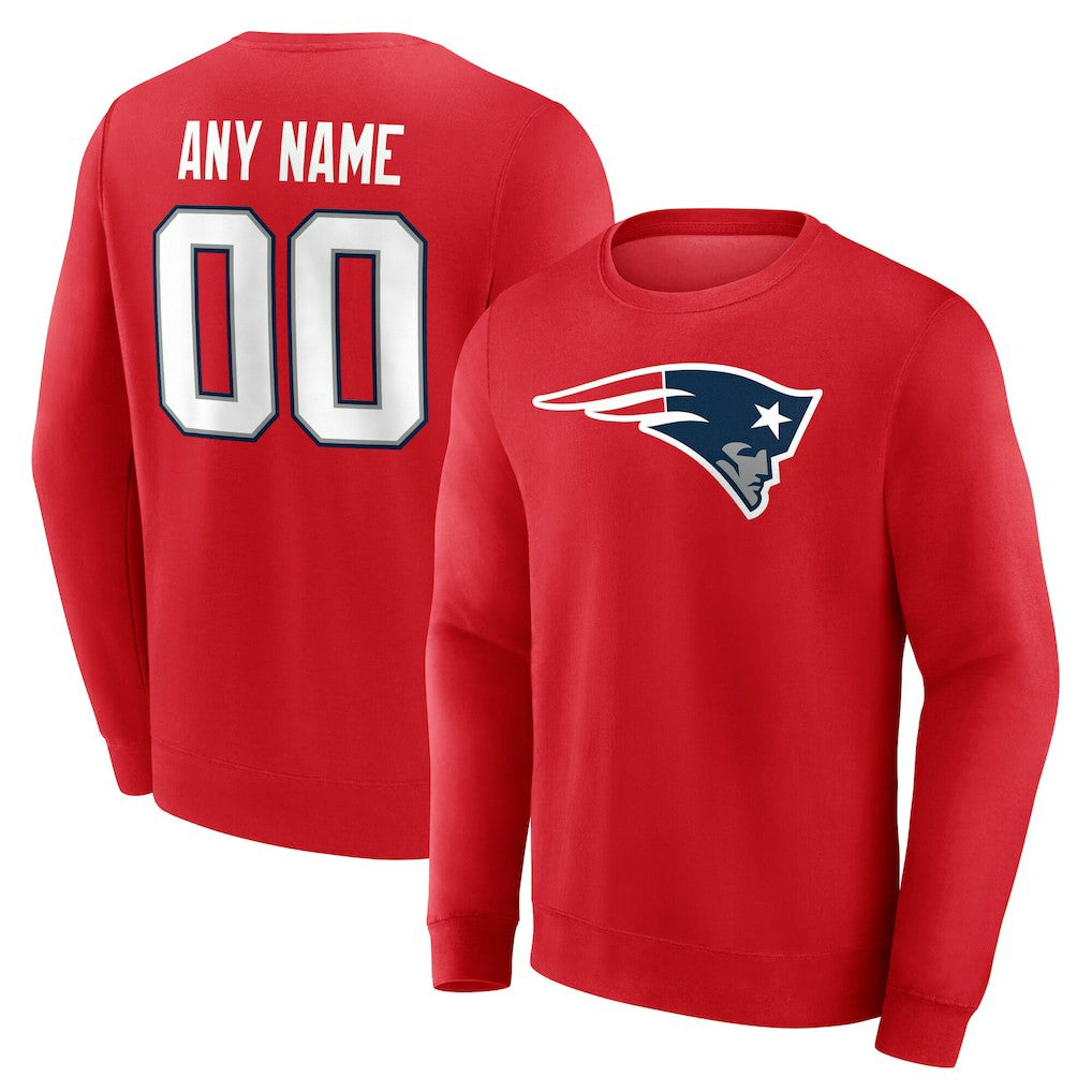 New England Patriots Team Authentic Personalized Name & Number Sweatshirt - Red cheap