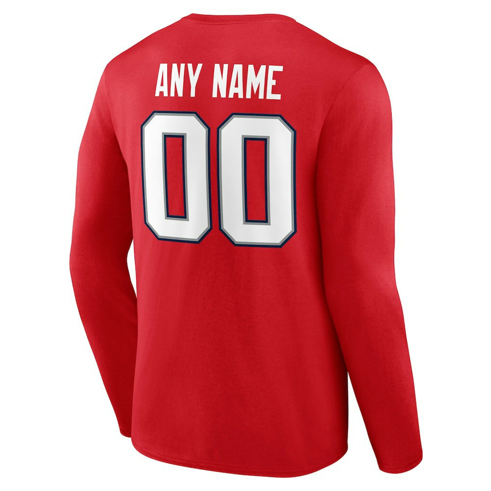 New England Patriots Team Authentic Personalized Name & Number Long Sleeve T-Shirt - Red cheap