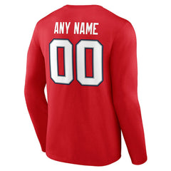 New England Patriots Team Authentic Personalized Name & Number Long Sleeve T-Shirt - Red cheap