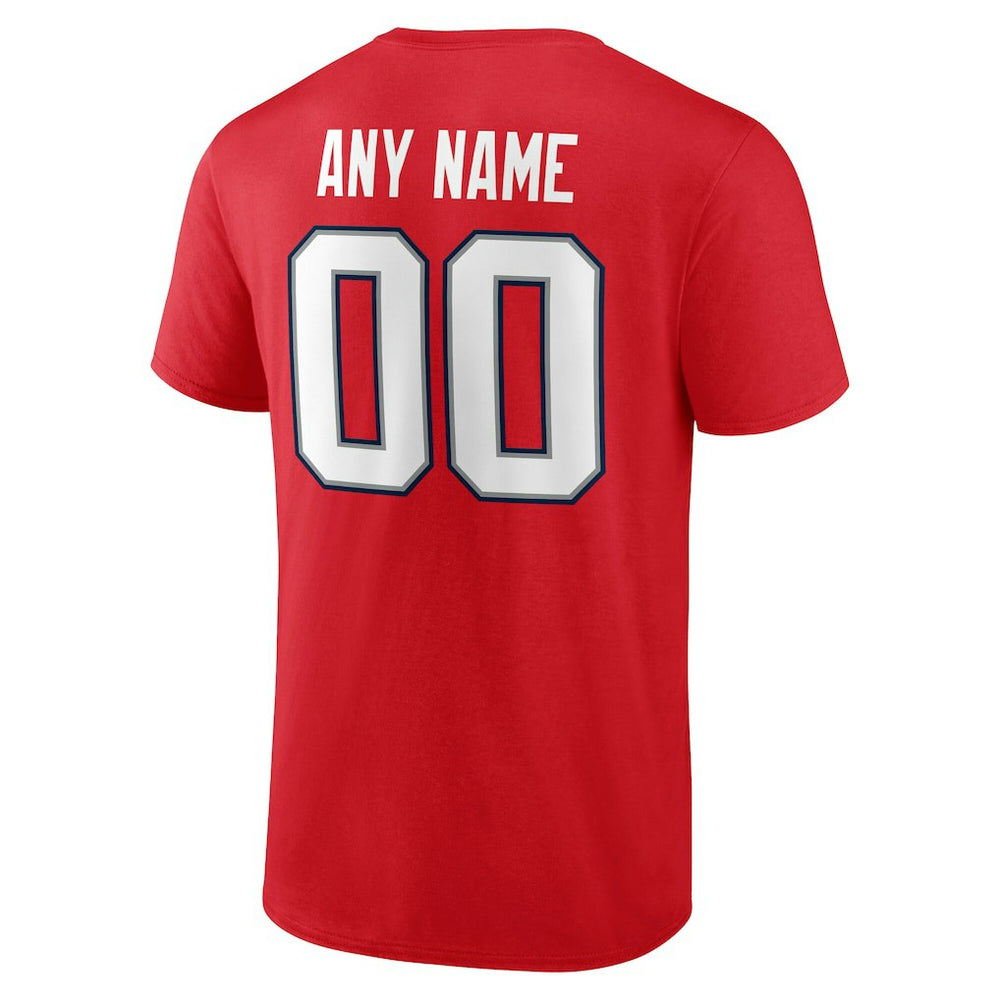 New England Patriots Team Authentic Personalized Name & Number T-Shirt - Red for sale