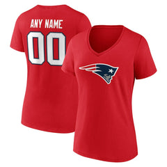 New England Patriots Women's Team Authentic Personalized Name & Number V-Neck T-Shirt - Red discount