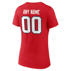 New England Patriots Women's Team Authentic Personalized Name & Number V-Neck T-Shirt - Red discount