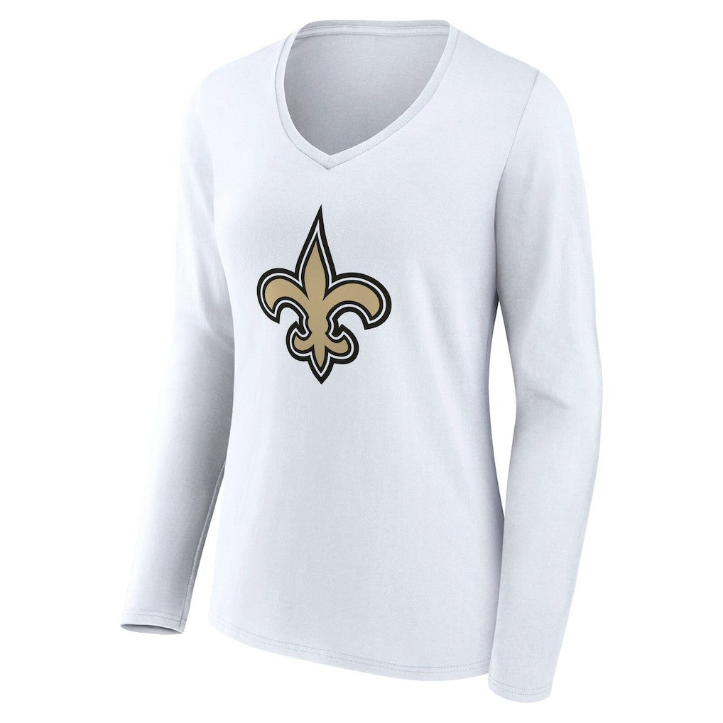New Orleans Saints Women's Team Authentic Personalized Name & Number Long Sleeve V-Neck T-Shirt - White for sale