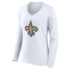 New Orleans Saints Women's Team Authentic Personalized Name & Number Long Sleeve V-Neck T-Shirt - White for sale