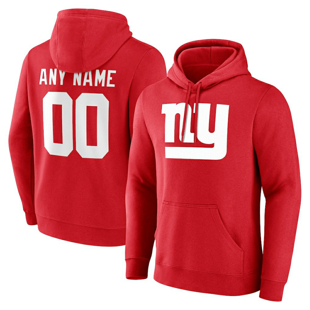 New York Giants Team Authentic Personalized Name & Number Hoodie - Red sale