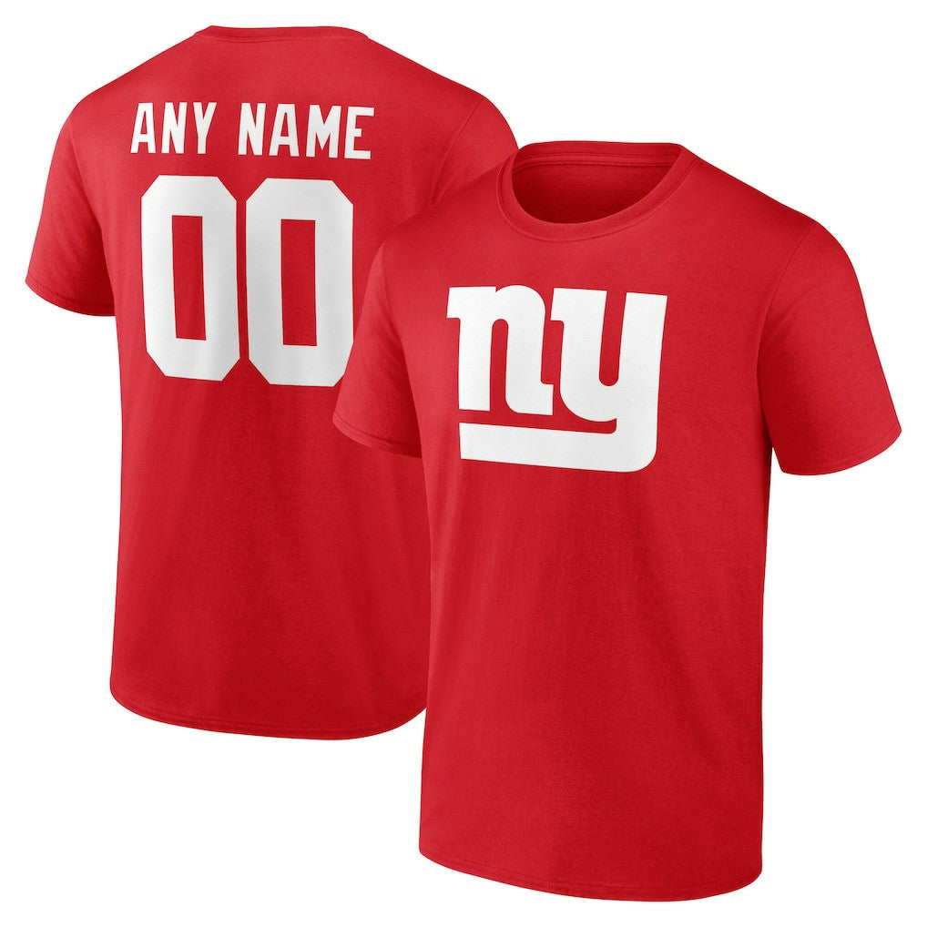 New York Giants Team Authentic Personalized Name & Number T-Shirt - Red on sale