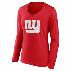 New York Giants Women's Team Authentic Personalized Name & Number Long Sleeve V-Neck T-Shirt - Red for sale