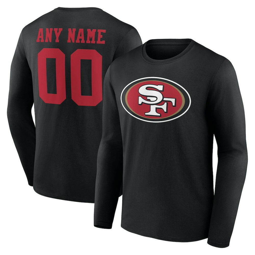 San Francisco 49ers Team Authentic Personalized Name & Number Long Sleeve T-Shirt - Black outlet