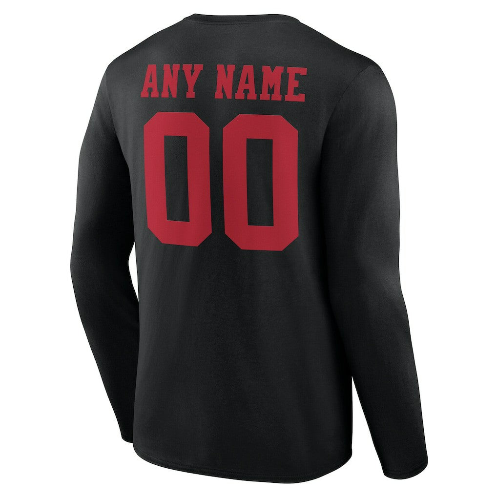 San Francisco 49ers Team Authentic Personalized Name & Number Long Sleeve T-Shirt - Black outlet