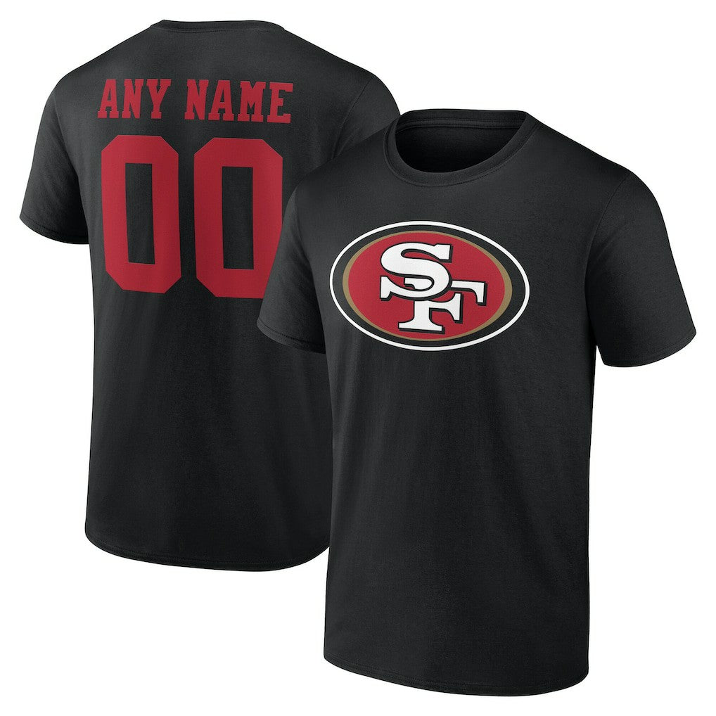San Francisco 49ers Team Authentic Personalized Name & Number T-Shirt - Black on sale