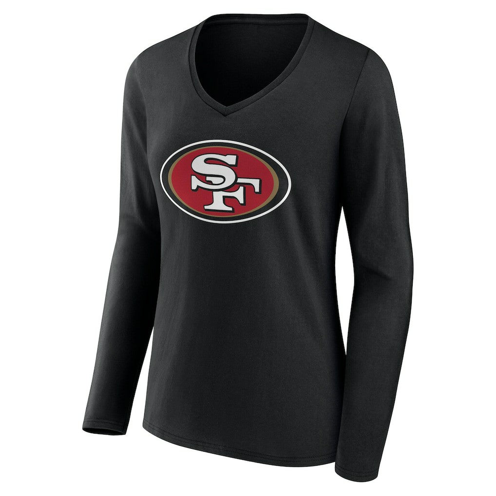 San Francisco 49ers Women's Team Authentic Personalized Name & Number Long Sleeve V-Neck T-Shirt - Black online
