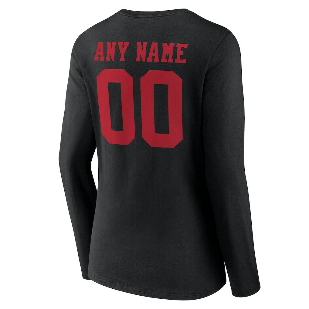 San Francisco 49ers Women's Team Authentic Personalized Name & Number Long Sleeve V-Neck T-Shirt - Black online