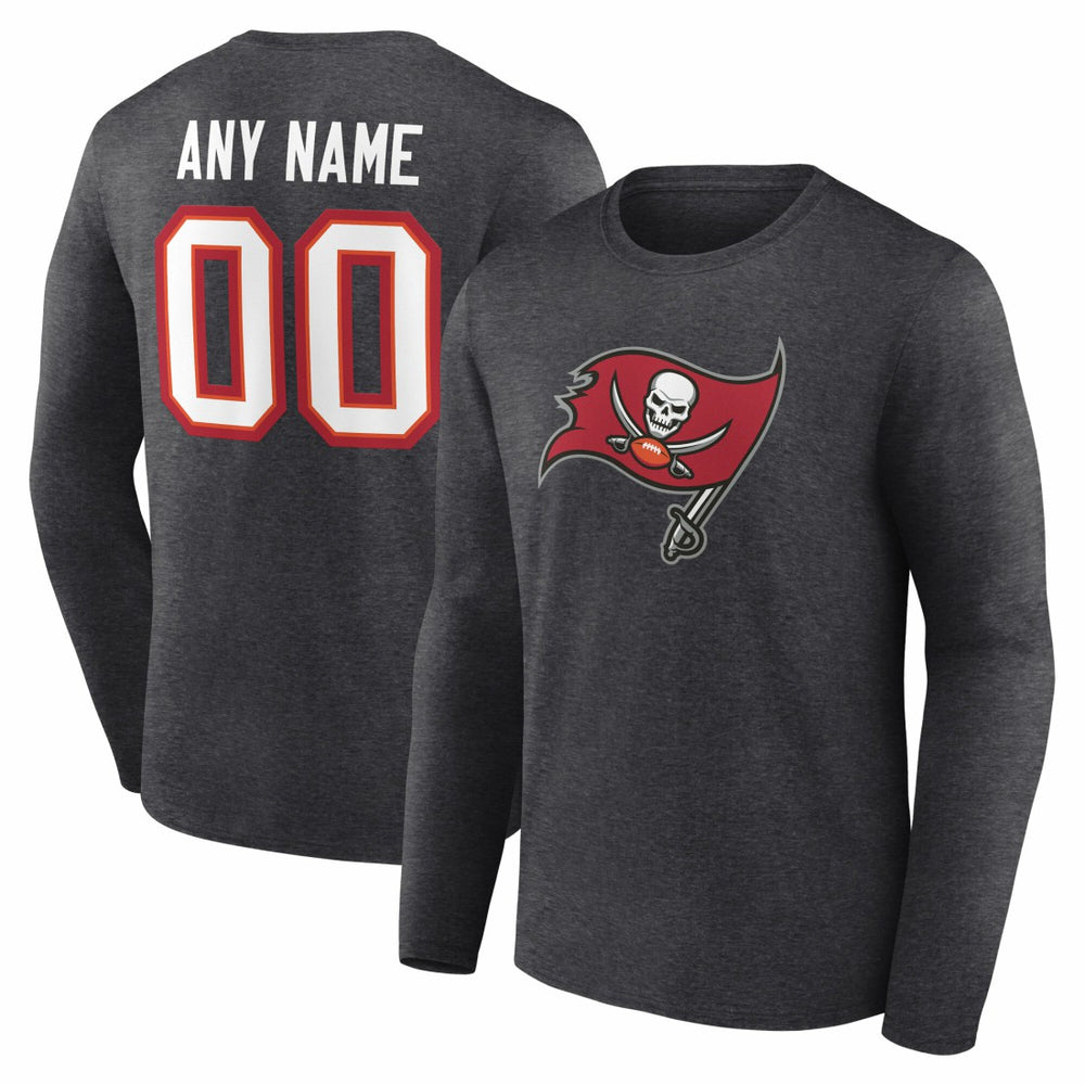Tampa Bay Buccaneers Team Authentic Personalized Name & Number Long Sleeve T-Shirt - Charcoal on sale