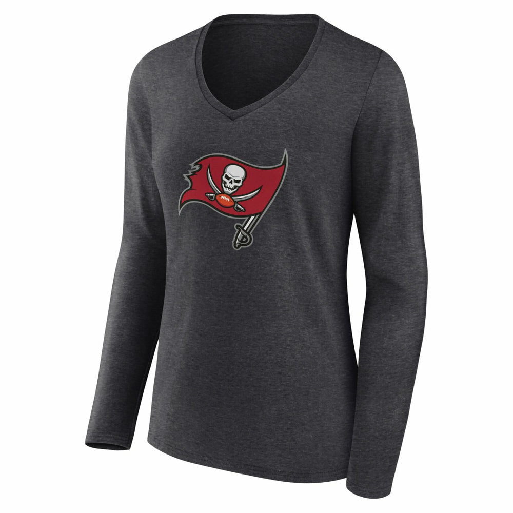 Tampa Bay Buccaneers Women's Team Authentic Personalized Name & Number Long Sleeve V-Neck T-Shirt - Charcoal for sale