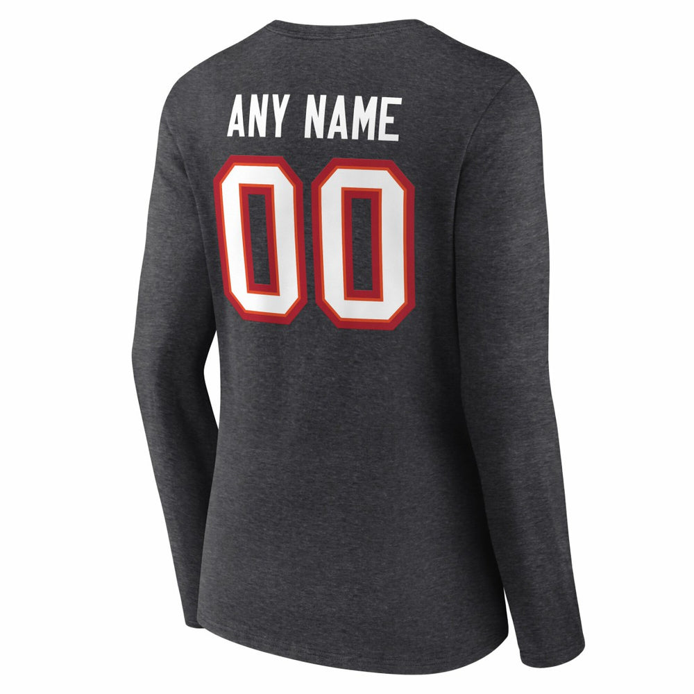 Tampa Bay Buccaneers Women's Team Authentic Personalized Name & Number Long Sleeve V-Neck T-Shirt - Charcoal for sale