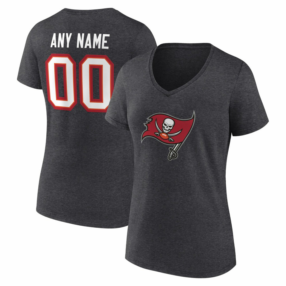 Tampa Bay Buccaneers Women's Team Authentic Personalized Name & Number V-Neck T-Shirt - Charcoal on sale