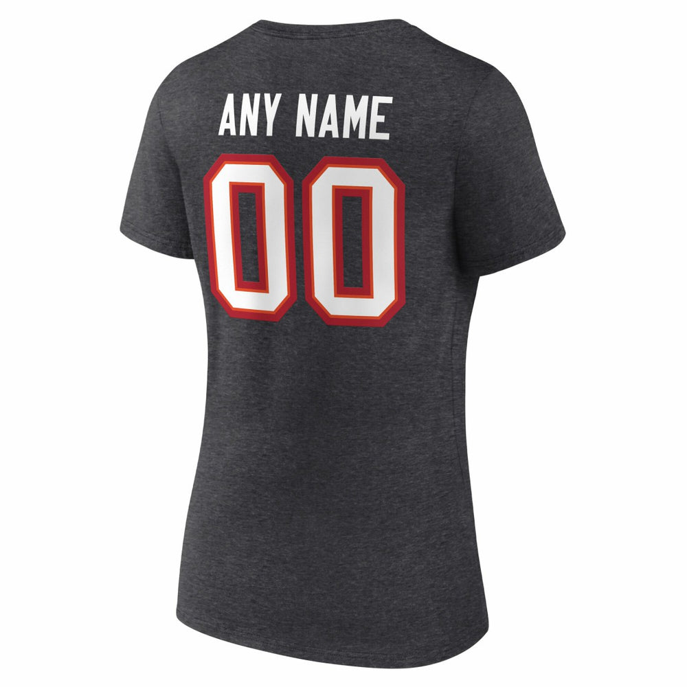 Tampa Bay Buccaneers Women's Team Authentic Personalized Name & Number V-Neck T-Shirt - Charcoal on sale