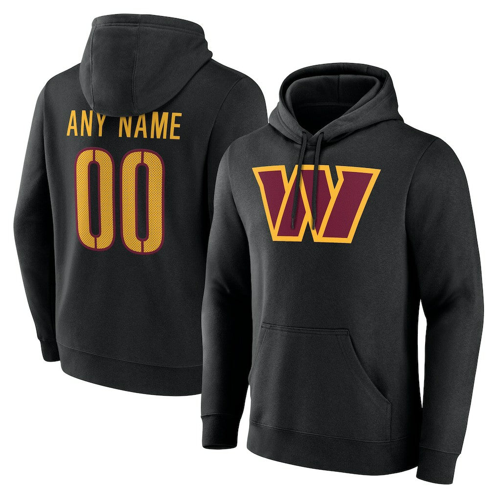Washington Commanders Team Authentic Personalized Name & Number Hoodie - Black on sale