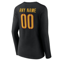 Washington Commanders Women's Team Authentic Personalized Name & Number Long Sleeve V-Neck T-Shirt - Black on sale