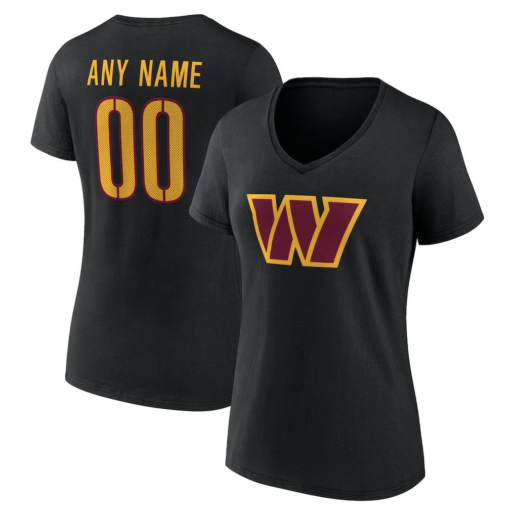 Washington Commanders Women's Team Authentic Personalized Name & Number V-Neck T-Shirt - Black sale