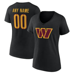 Washington Commanders Women's Team Authentic Personalized Name & Number V-Neck T-Shirt - Black sale