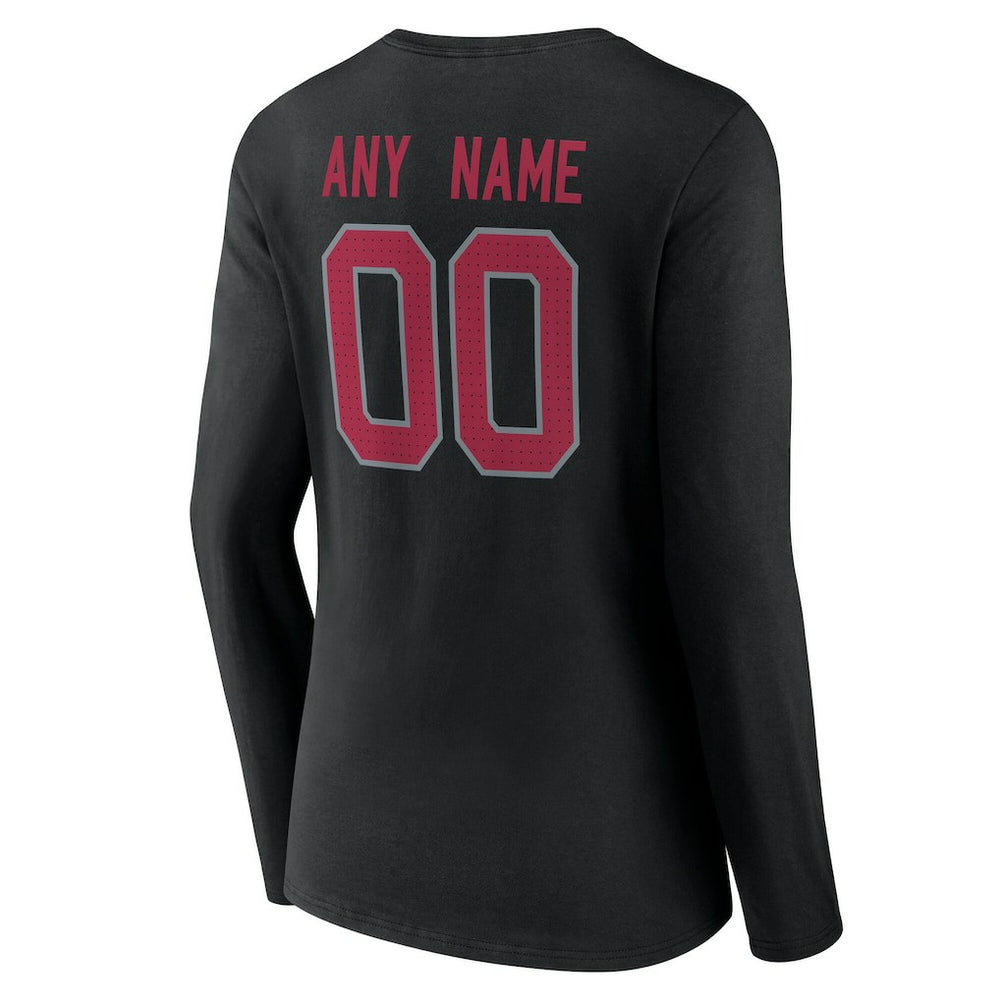 Arizona Cardinals Women's Team Authentic Personalized Name & Number Long Sleeve V-Neck T-Shirt - Black cheap