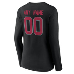 Arizona Cardinals Women's Team Authentic Personalized Name & Number Long Sleeve V-Neck T-Shirt - Black cheap