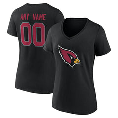 Arizona Cardinals Women's Team Authentic Personalized Name & Number V-Neck T-Shirt - Black for sale