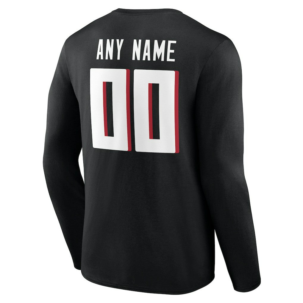 Atlanta Falcons Team Authentic Personalized Name & Number Long Sleeve T-Shirt - Black on sale
