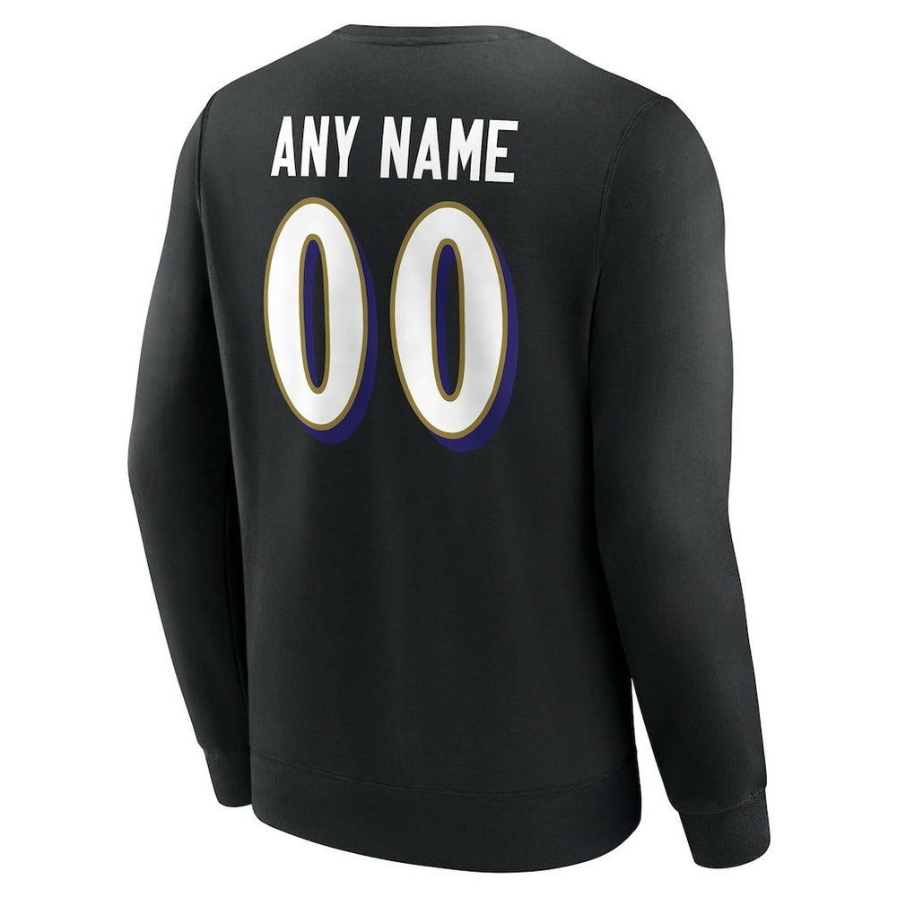 Baltimore Ravens Team Authentic Personalized Name & Number Sweatshirt - Black cheap