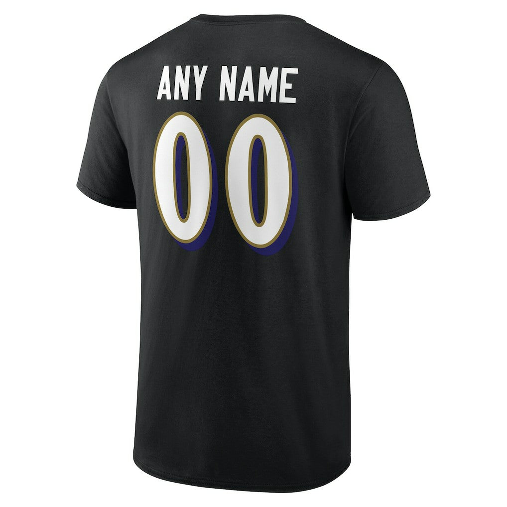 Baltimore Ravens Team Authentic Personalized Name & Number T-Shirt - Black for sale