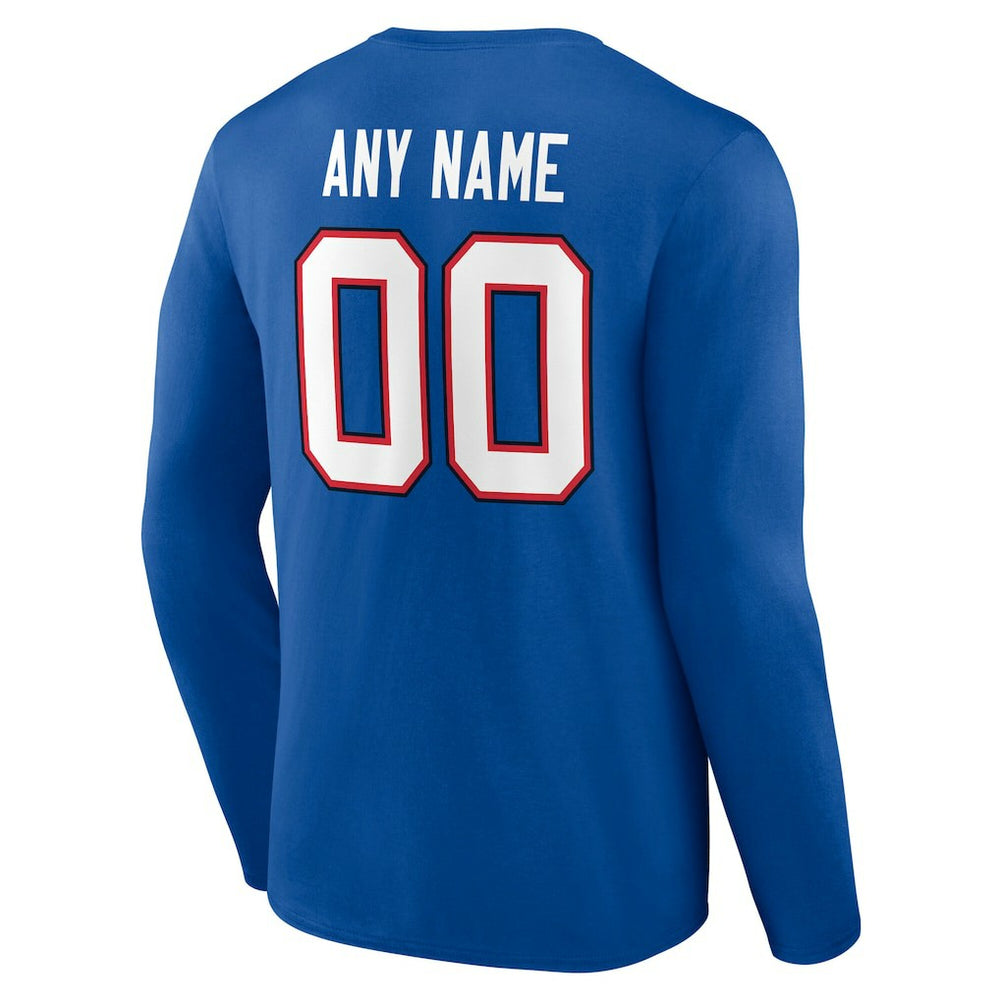 Buffalo Bills Team Authentic Personalized Name & Number Long Sleeve T-Shirt - Royal cheap