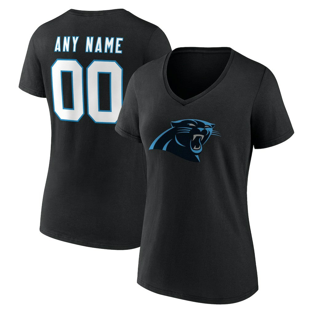 Carolina Panthers Women's Team Authentic Personalized Name & Number V-Neck T-Shirt - Black online