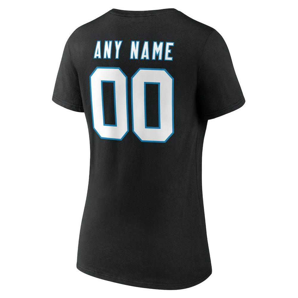 Carolina Panthers Women's Team Authentic Personalized Name & Number V-Neck T-Shirt - Black online
