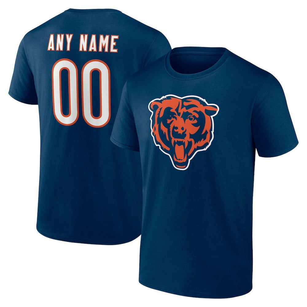 Chicago Bears Team Authentic Personalized Name & Number T-Shirt - Navy cheap