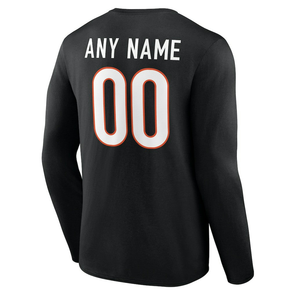 Cincinnati Bengals Team Authentic Personalized Name & Number Long Sleeve T-Shirt - Black for sale