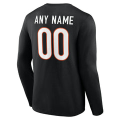 Cincinnati Bengals Team Authentic Personalized Name & Number Long Sleeve T-Shirt - Black for sale