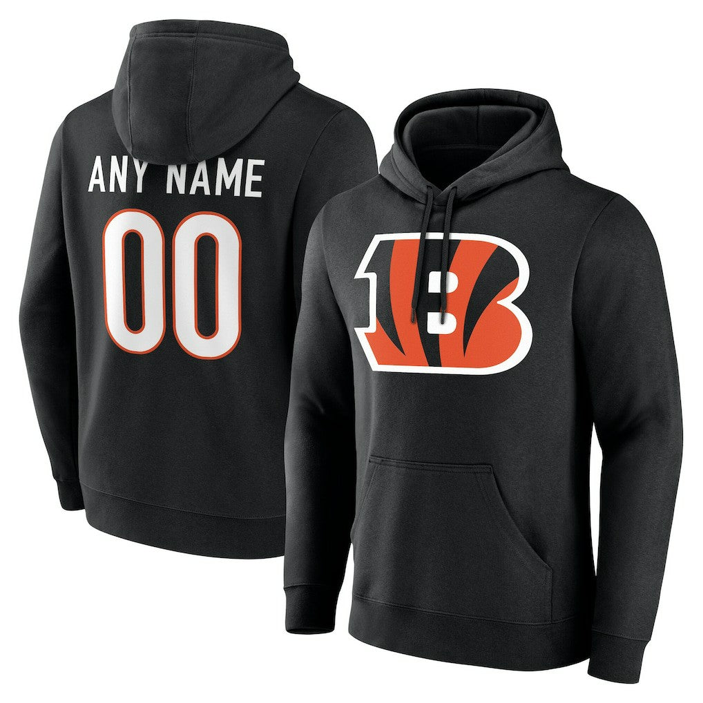 Cincinnati Bengals Team Authentic Personalized Name & Number Hoodie - Black sale