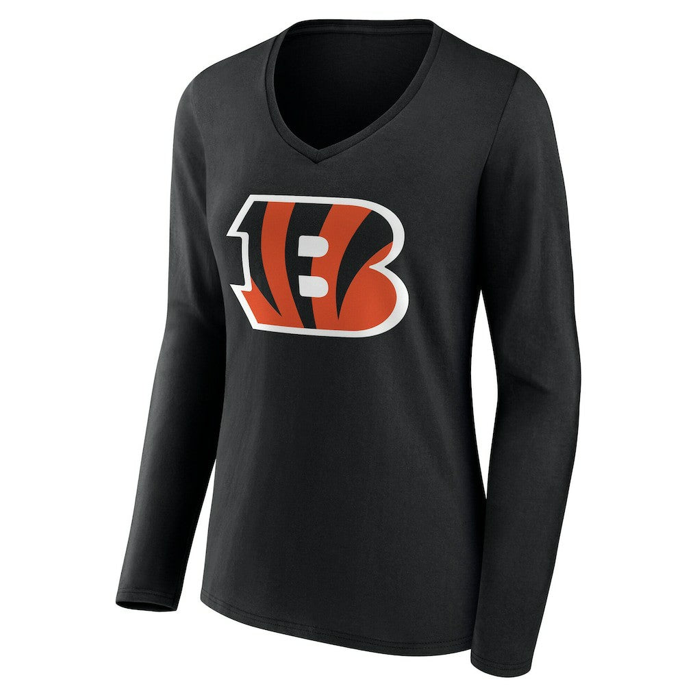 Cincinnati Bengals Women's Team Authentic Personalized Name & Number Long Sleeve V-Neck T-Shirt - Black sale