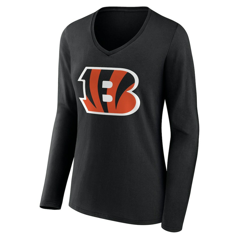 Cincinnati Bengals Women's Team Authentic Personalized Name & Number Long Sleeve V-Neck T-Shirt - Black sale