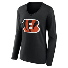 Cincinnati Bengals Women's Team Authentic Personalized Name & Number Long Sleeve V-Neck T-Shirt - Black sale