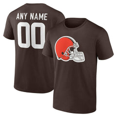 Cleveland Browns Team Authentic Personalized Name & Number T-Shirt - Brown for sale