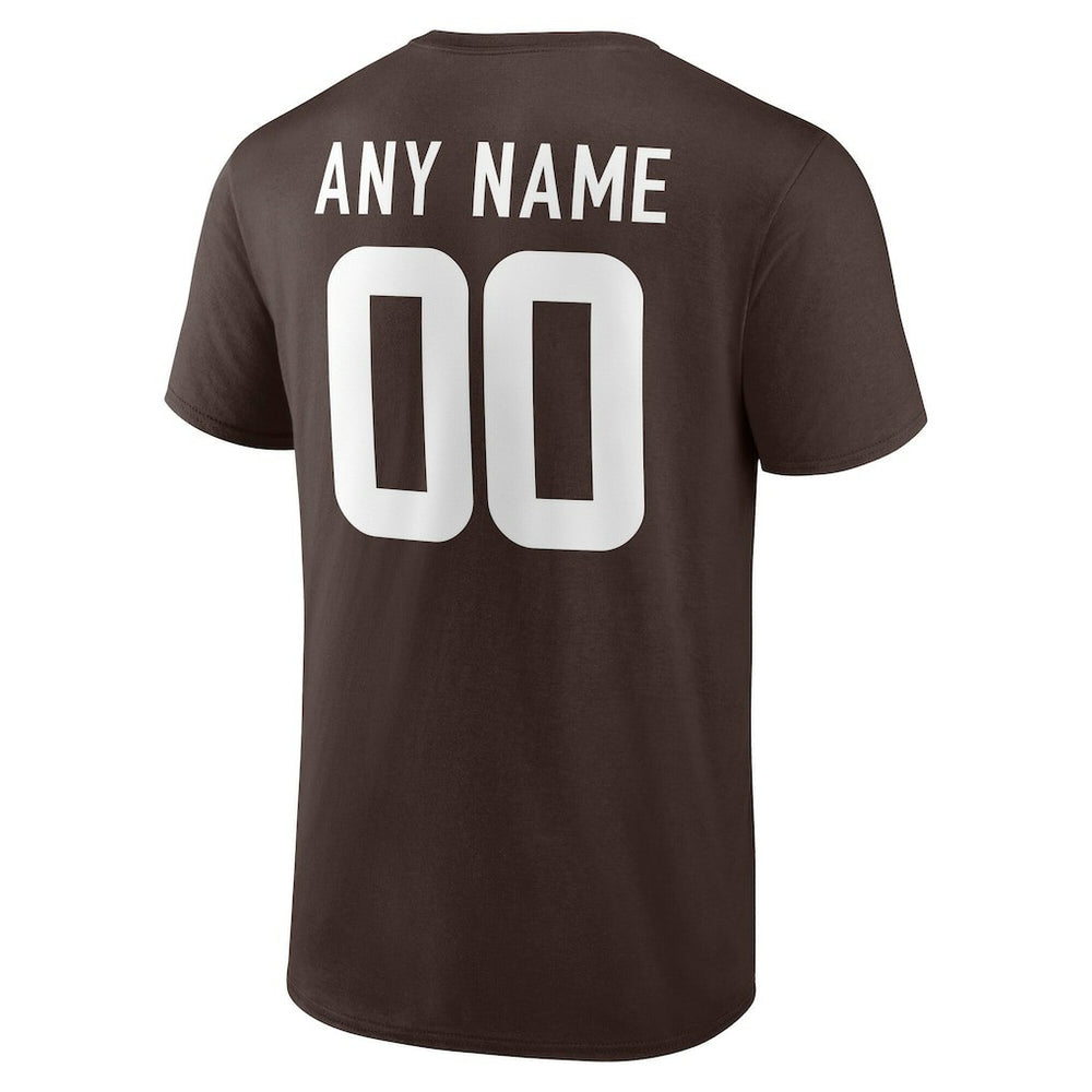 Cleveland Browns Team Authentic Personalized Name & Number T-Shirt - Brown for sale