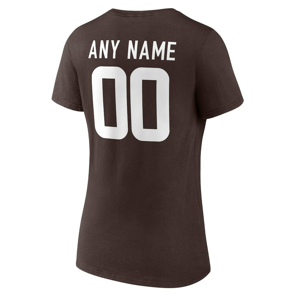 Cleveland Browns Women's Team Authentic Personalized Name & Number V-Neck T-Shirt - Brown online