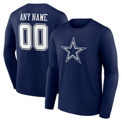 Dallas Cowboys Team Authentic Personalized Name & Number Long Sleeve T-Shirt - Navy sale