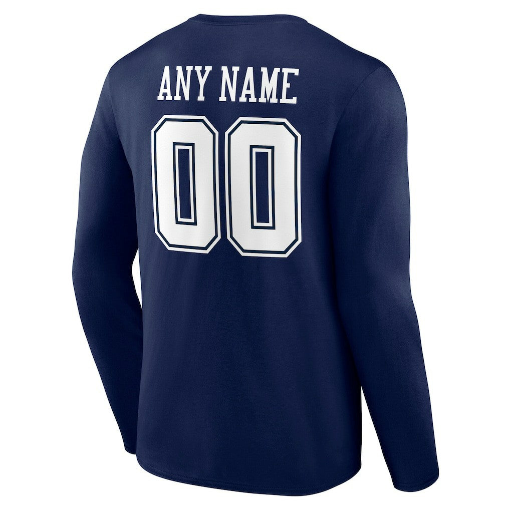 Dallas Cowboys Team Authentic Personalized Name & Number Long Sleeve T-Shirt - Navy sale