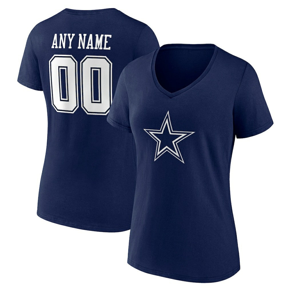 Dallas Cowboys Women's Team Authentic Personalized Name & Number V-Neck T-Shirt - Navy outlet