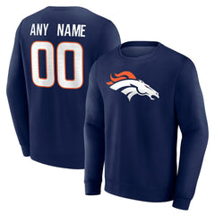 Denver Broncos Team Authentic Personalized Name & Number Sweatshirt - Navy for sale