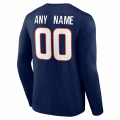 Denver Broncos Team Authentic Personalized Name & Number Long Sleeve T-Shirt - Navy on sale